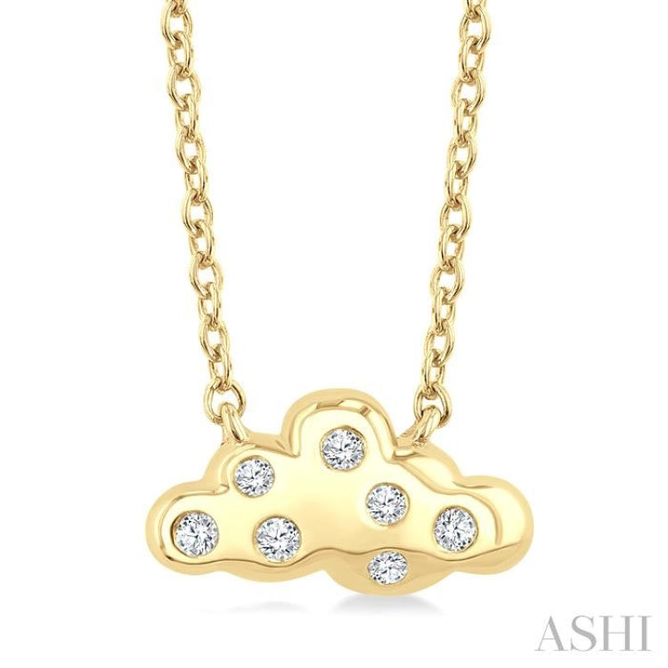 1/20 Ctw Cloud Round Cut Diamond Petite Fashion Pendant With Chain in 10K Yellow Gold