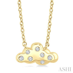 1/20 Ctw Cloud Round Cut Diamond Petite Fashion Pendant With Chain in 10K Yellow Gold