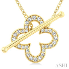 1/4 Ctw CloverToggle Round Cut Diamond Fashion Necklace in 10K Yellow Gold