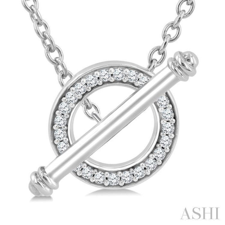 1/8 Ctw Circle Toggle Single Cut Diamond Fashion Necklace in 10K White Gold