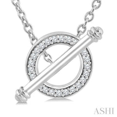 1/8 Ctw Circle Toggle Single Cut Diamond Fashion Necklace in 10K White Gold