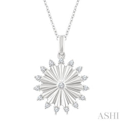 1/5 Ctw Round Cut Diamond Pirouette Circle Fluted Fashion Pendant With Chain in 10K White Gold