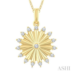 1/5 Ctw Round Cut Diamond Pirouette Circle Fluted Fashion Pendant With Chain in 10K Yellow Gold