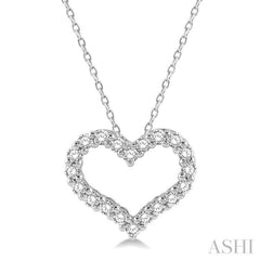 1/2 Ctw Heart Shape Round Cut Diamond Pendant With Chain in 14K White Gold
