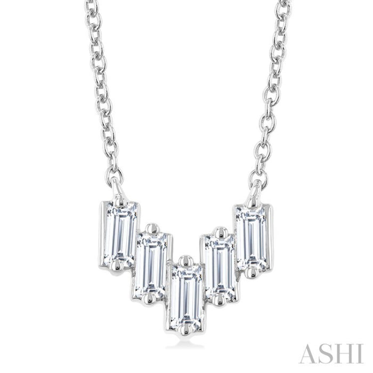 1/4 Ctw Baguette Cut Diamond Necklace in 14K White Gold