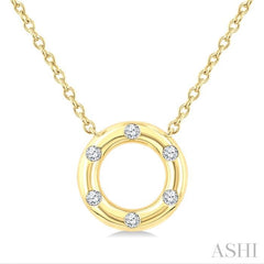 1/8 Ctw Hollow Cut Circle Round Cut Diamond Mosaic Petite Pendant With Chain in 10K Yellow Gold