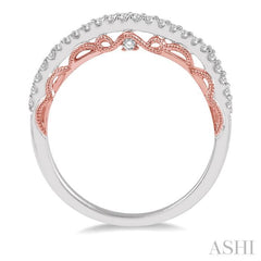 1/5 ctw Round Cut Diamond Two Tone Wedding Band in 14K White and Rose Gold