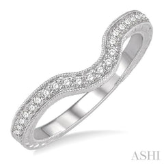 1/6 ctw U-Shape Round Cut Diamond Wedding Band in 14K White Gold
