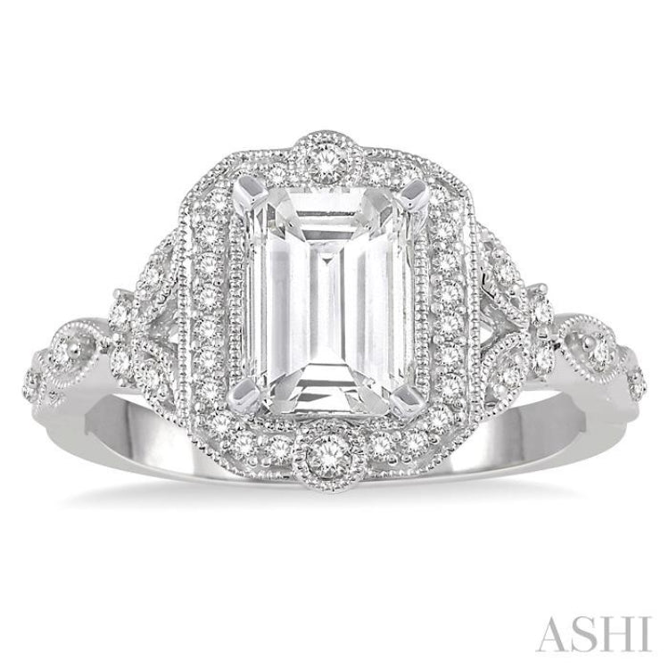 1/4 Ctw Lattice Semi-Mount Round Cut Diamond Engagement Ring in 14K White Gold