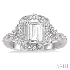 1/4 Ctw Lattice Semi-Mount Round Cut Diamond Engagement Ring in 14K White Gold