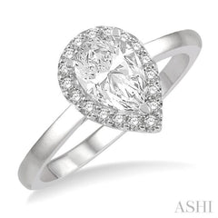 1/10 Ctw Round Cut Diamond Halo Semi-Mount Engagement Ring in 14K White Gold
