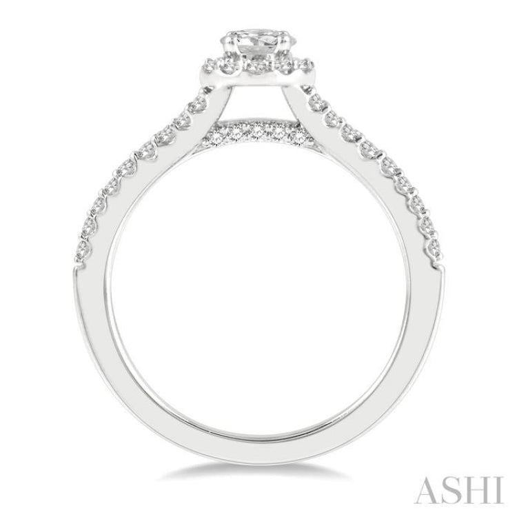 1/3 Ctw Circular Mount Split Round Cut Diamond Semi-Mount Engagement Ring in 14K White Gold