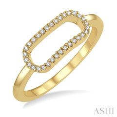 1/10 Ctw Paperclip Link Round Cut Diamond Stackable Ring in 14K Yellow Gold