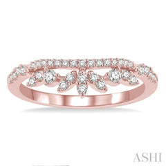 1/3 Ctw Alternating Marquise and Circular Mount Round Cut Diamond Curved Band in 14K Rose Gold