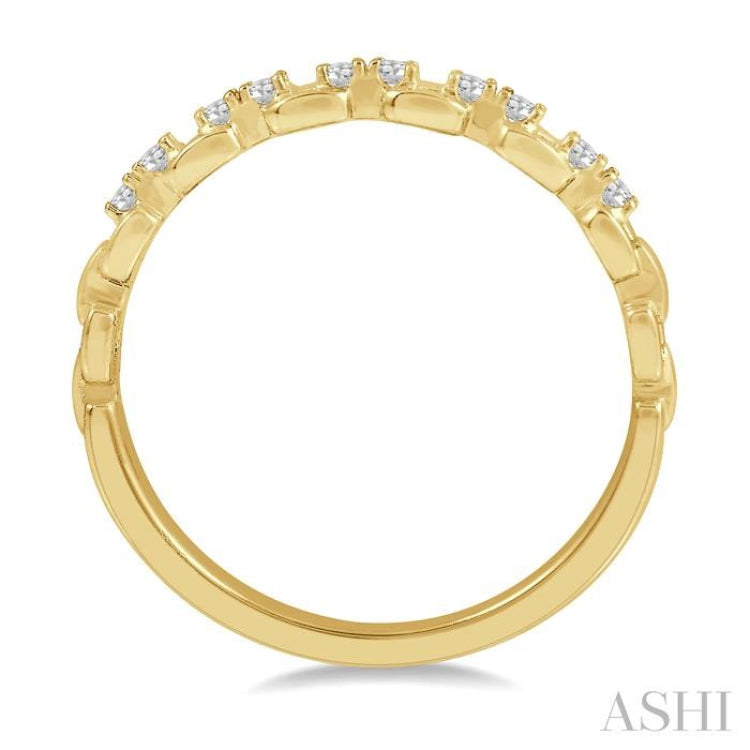 1/10 Ctw Box Chain Link Round Cut Diamond Stack Band in 14K Yellow Gold