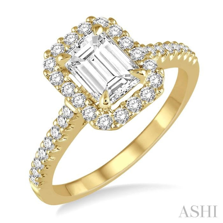 3/8 ctw Round Cut Diamond Semi-Mount Engagement Ring in 14K Yellow Gold