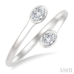 1/5 Ctw Split Single Coil Bezel Set Marquise Cut Diamond Open Fashion Ring in 14K White Gold