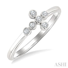 1/20 Ctw Single Cut Diamond 6-Stone Bezel Set Cross Petite Ring in 10K White Gold