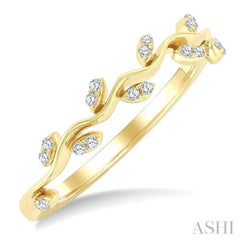 1/10 Ctw Single Cut Diamond Leaf Stackable Band in 10K Yellow Gold