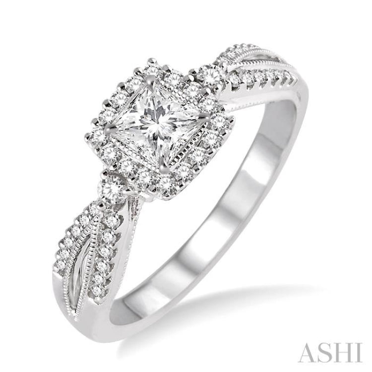 1/4 ctw Diamond Semi-mount Engagement Ring in 14K White Gold