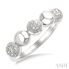 1/20 Ctw Bold Bead Design Single Cut Diamond Fashion Ring in Sterling Silver