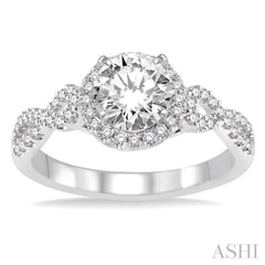 3/4 ctw Diamond Engagement Ring with 1/2 ct Round Cut Center Stone in 14K White Gold