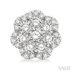3/4 Ctw Flower Pattern Round Cut Diamond Fashion Stud Earrings in 14K White Gold