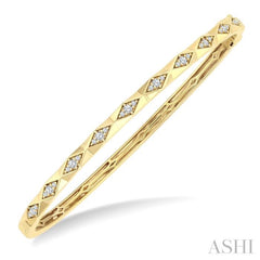 1/3 Ctw Geometric Shape Round Cut Diamond Fashion Bangle in 10K Yellow Gold