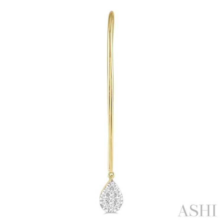 1/2 Ctw Pear Shape Dangler Lovebright Round Cut Diamond Earrings in 14K Yellow and White Gold