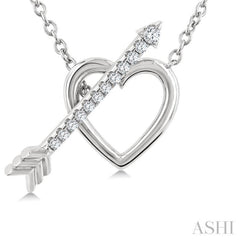 1/8 Ctw Heart Toggle Round Cut Diamond Fashion Necklace in 10K White Gold