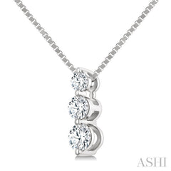 1/4 Ctw Round Cut Diamond Three-Stone Snowman Pendant With Chain in 14K White Gold