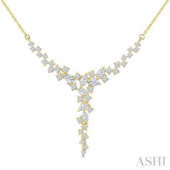 1 Ctw Waterfall Mixed Cut Diamond Scatter Necklace in 14K Yellow Gold