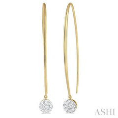 1/2 Ctw Round Dangler Lovebright Diamond Earrings in 14K Yellow and White Gold