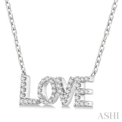1/6 Ctw 'LOVE' Block Round Cut Diamond Necklace in 10K White Gold