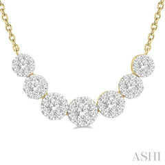 3/4 Ctw Round Cut Diamond Lovebright Necklace in 14K Yellow and White Gold