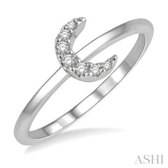 1/20 Ctw Crescent Round Cut Diamond Petite Fashion Ring in 10K White Gold