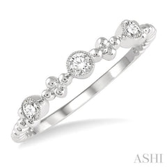 1/5 Ctw Circular Mount Ball Link Round Cut Diamond Bead Bijoux Stackable Band in 14K White Gold