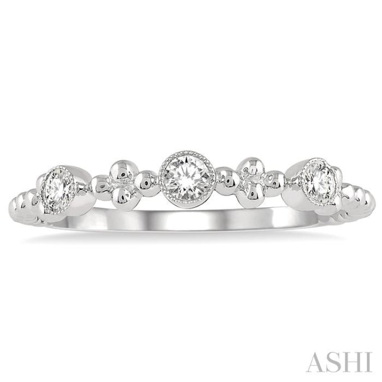 1/5 Ctw Circular Mount Ball Link Round Cut Diamond Bead Bijoux Stackable Band in 14K White Gold