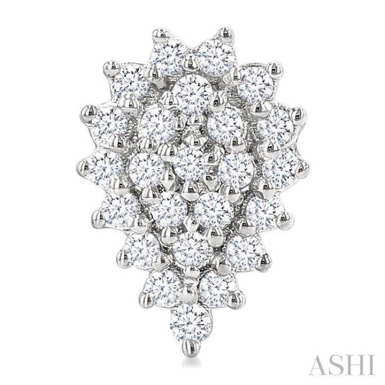 1/5 Ctw Petite Pear Shape Round Cut Diamond Cluster Fashion Stud Earrings in 10K White Gold