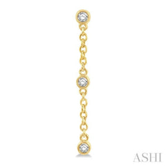1/6 Ctw Circular Shape 3-Station Round Cut Diamond Drop Earrings in 10K Yellow Gold
