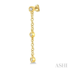 1/6 Ctw Circular Shape 3-Station Round Cut Diamond Drop Earrings in 10K Yellow Gold