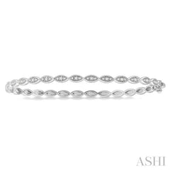 1/3 Ctw Marquise Mount Round Cut Diamond Stackable Bangle in 14K White Gold