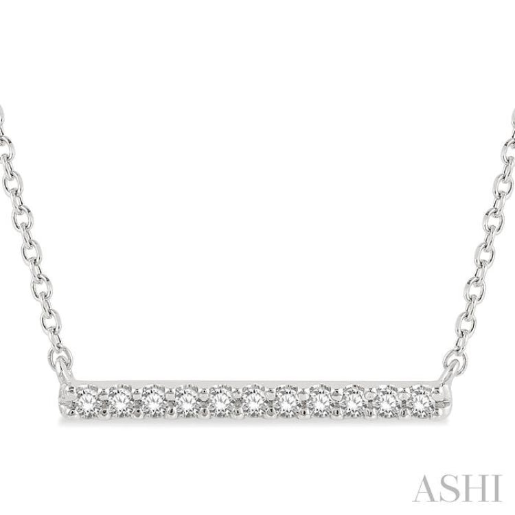 1/8 Ctw Single Cut diamond Petite Bar Necklace in 10K White Gold