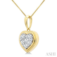1/3 Ctw Lovebright Heart Round Cut Diamond Fashion Pendant With Chain in 14K Yellow and White Gold
