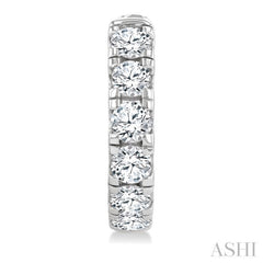 3 Ctw Round Cut Diamond Hoop Earrings in 14K White gold