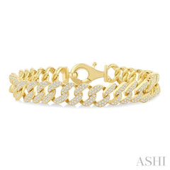 3 Ctw Round Cut Diamond Cuban Link Bracelet in 14K Yellow Gold