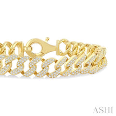 3 Ctw Round Cut Diamond Cuban Link Bracelet in 14K Yellow Gold