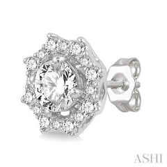 1/2 ctw Floral Lattice Round Cut Diamond Earring in 14K White Gold