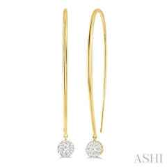 1/3 Ctw Round Dangler Lovebright Diamond Earrings in 14K Yellow and White Gold