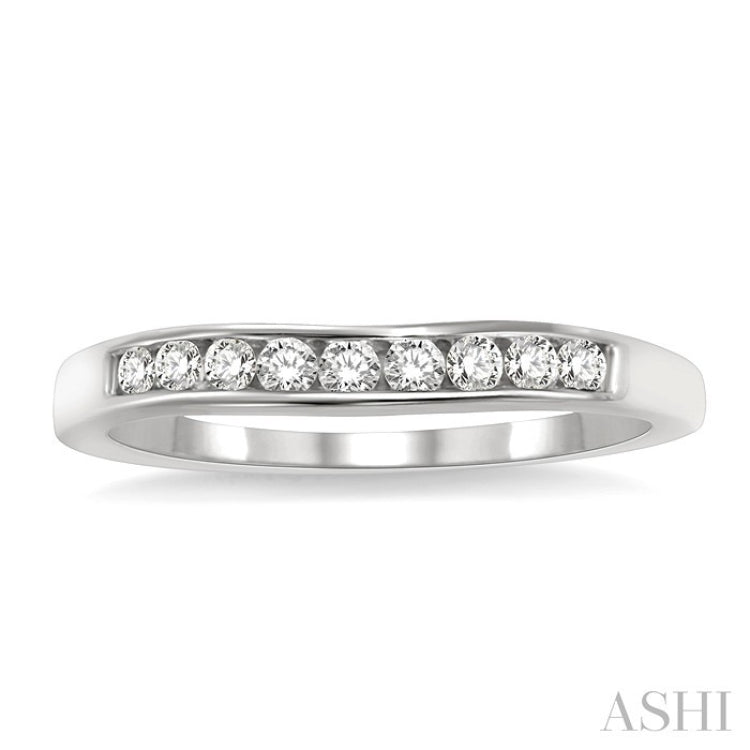 1/4 Ctw V Shape Round Cut Diamond Matching Wedding Band in 14K White Gold